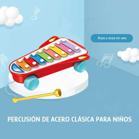Xilofón Cohete Infantil Musical Didáctico c/Rueditas Huanger Rojo