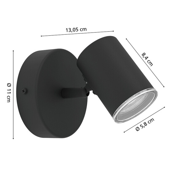 Aplique de pared acero negro GU10 EG6400