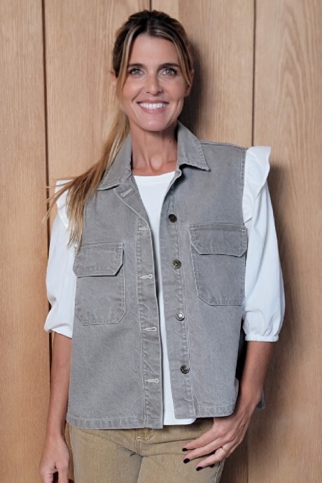 Chaleco Biker Denim Taupe