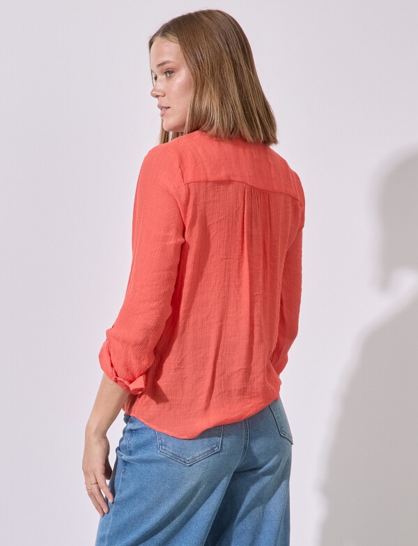 Blusa Botones Nudo ANARANJADO