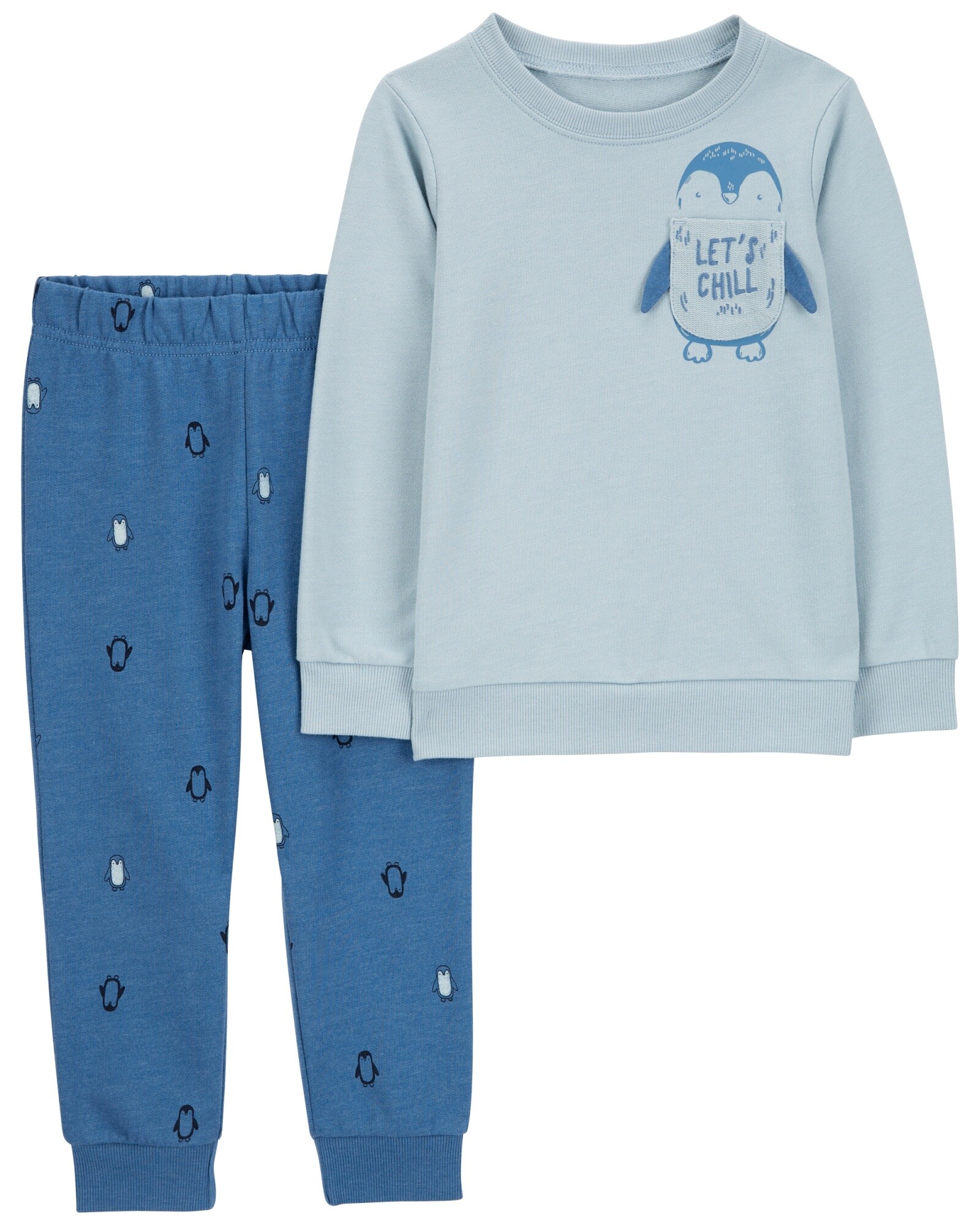 Set dos piezas de algodón, pantalón y buzo, diseño pingüinos Sin color