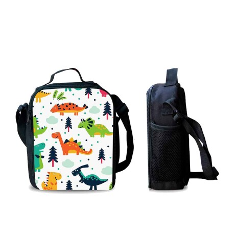 Mochila Escolar 3en1 Lunchera + Cartuchera Infantil Dinosaurio