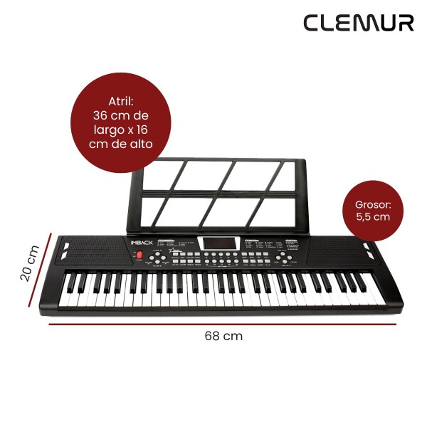 Teclado Instrumento Musical Electrónico Órgano de 61 Teclas 10 Ritmos 16 Tonos + Micrófono ITM007 Teclado Instrumento Musical Electrónico Órgano de 61 Teclas 10 Ritmos 16 Tonos + Micrófono ITM007