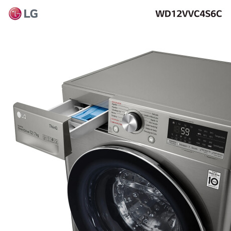 Lavasecarropas LG Inverter WD12VVC4S6C 12kg/7kg Gris Oscuro