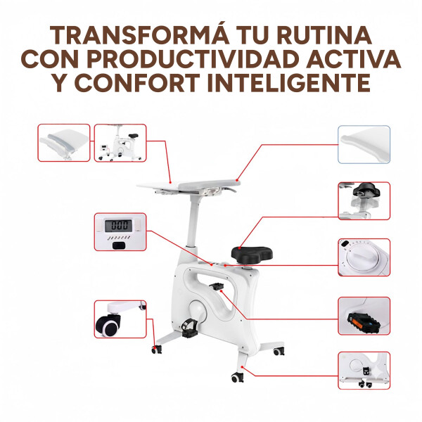 Bicicleta Fija Escritorio Integrado Hybridesk HYBRIBIKE Pro Color Blanco