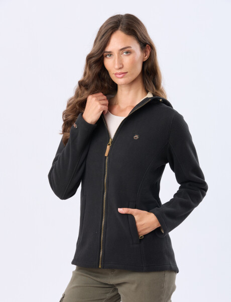 CAMPERA POLAR CON CAPUCHA Negro