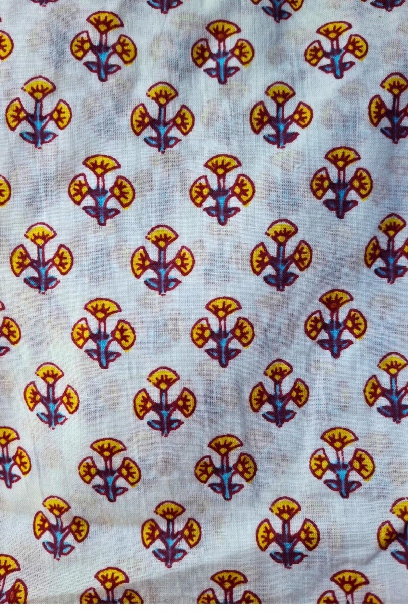 Ofelia Block Print Blanco con Flores
