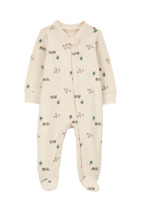Pijama 1 pieza de algodón, con pie, diseño campo Pijama 1 pieza de algodón, con pie, diseño campo