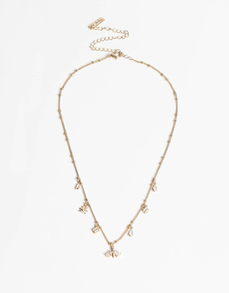 Collares Cortos Strass Collar Corto Multicharms Con Cubic - Dorado
