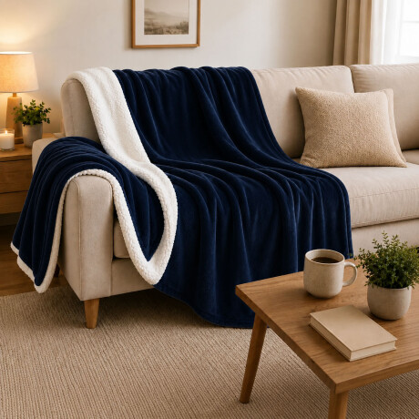 Frazada Manta Polar con Corderito 2 Plazas 200x230cm Azul