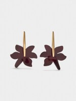 Pendientes Largos Con Flor Perlada burdeos