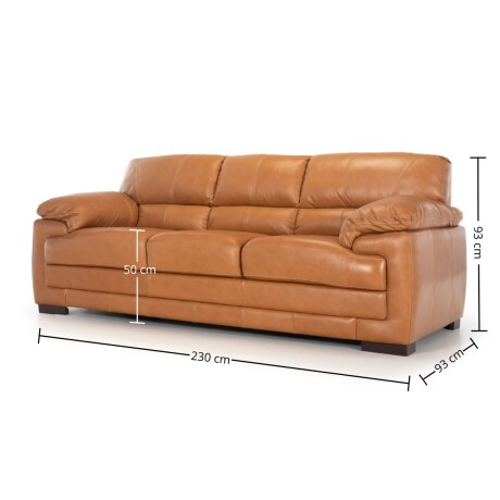 Sofá Oxford - Cuero Básico - 3 Cuerpos Camel
