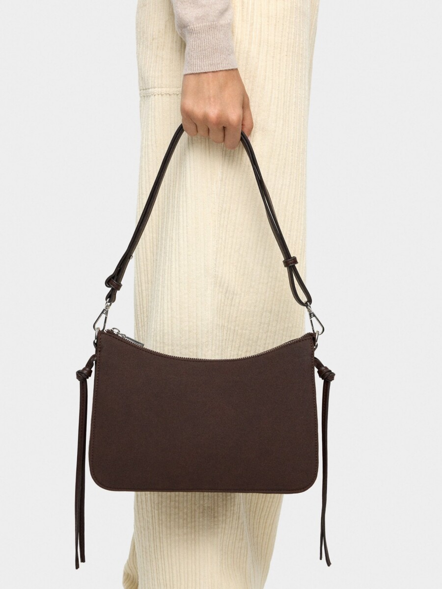 Bolso Bandolera Con Tiras Laterales marron