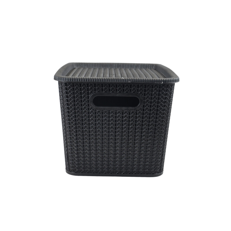 Caja organizadora símil ratán 20lt NEGRO