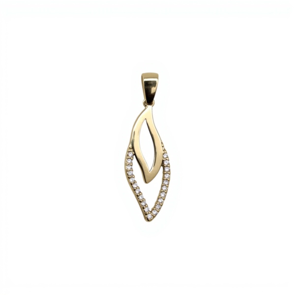 Dije Hoja- Oro Bajo 375 - Zirconia- CP8800 - conpiedra 