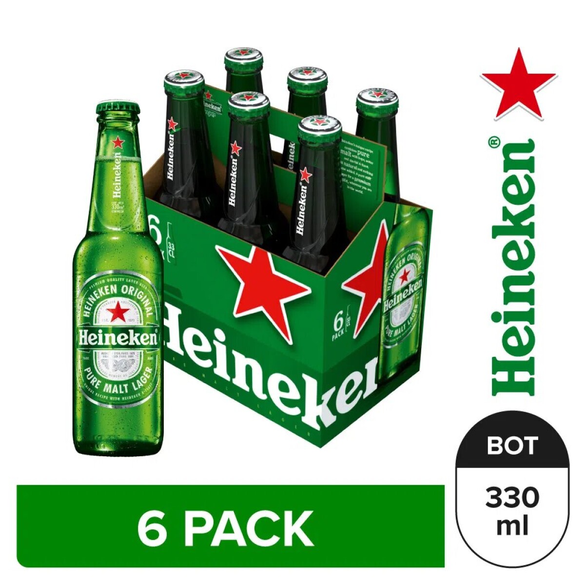 Pack X6 Cerveza Heineken Botella 330 Ml 