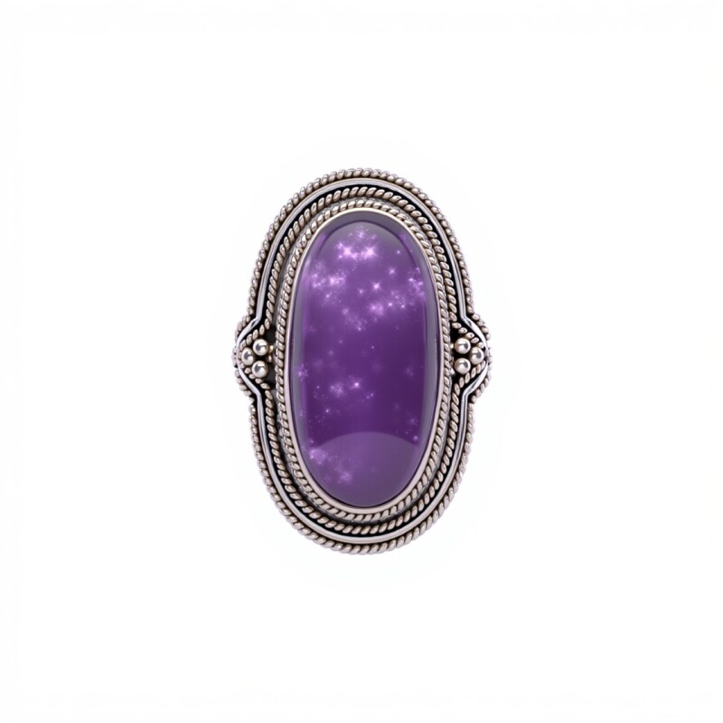 Anillo Oval-Plata 925-Piedra amatista imperial-AN3283 conpiedra