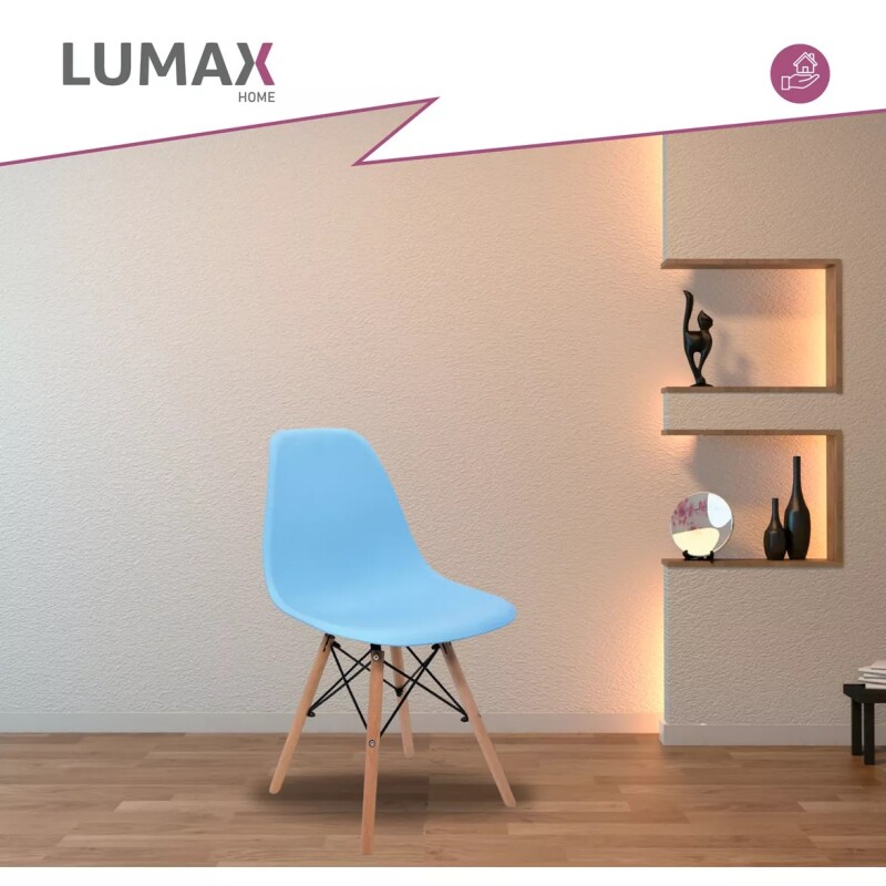 Pack 2 Sillas De Comedor Eames Lumax De Diseño Moderno Con Patas De Madera Azul