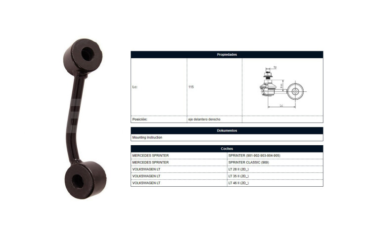 Bieleta Mercedes Benz Sprinter 310D 312D 410D 412D 97-03 Der Bieleta Mercedes Benz Sprinter 310D 312D 410D 412D 97-03 Der