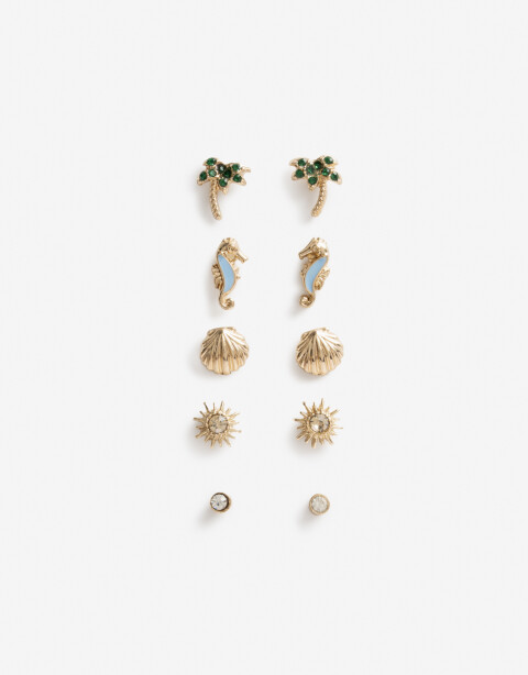 Aros Sets Metal Set De Aros Pasantes Playeros - Dorado