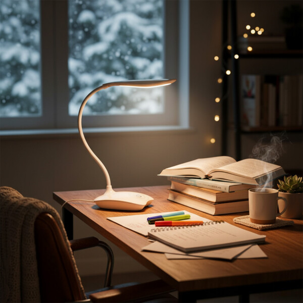 Lampara Led Con Base Mesa Escritorio Tactil Recargable Color Blanco