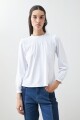 Remera romántica punto smock blanco