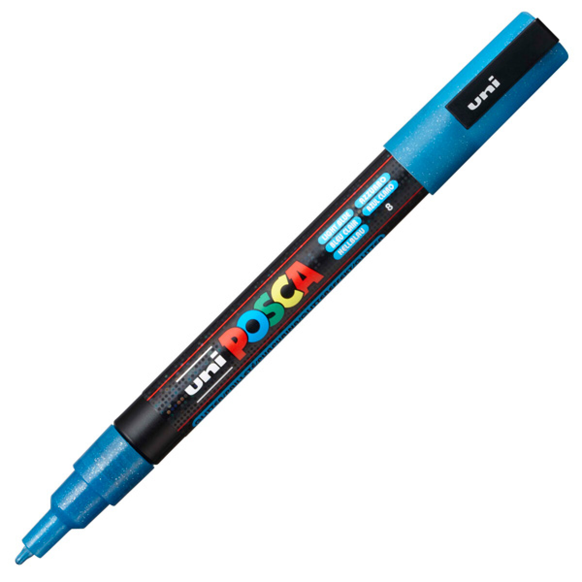 MARCADOR UNI POSCA 1.3 MM CELESTE GLITTER 