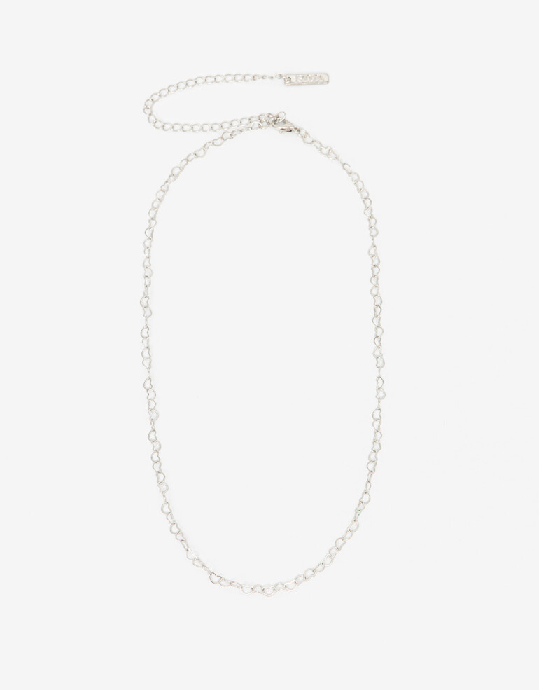 Collares Cortos Metal Collar Corto Metal Corazones - Plateado Rodio