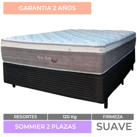 Sommier 2 Plazas Box y Colchón New York Espuma y Resortes Pocket 138 x 188 x 70 cm - 120 Kg Sommier 2 Plazas Box y Colchón New York Espuma y Resortes Pocket 138 x 188 x 70 cm - 120 Kg