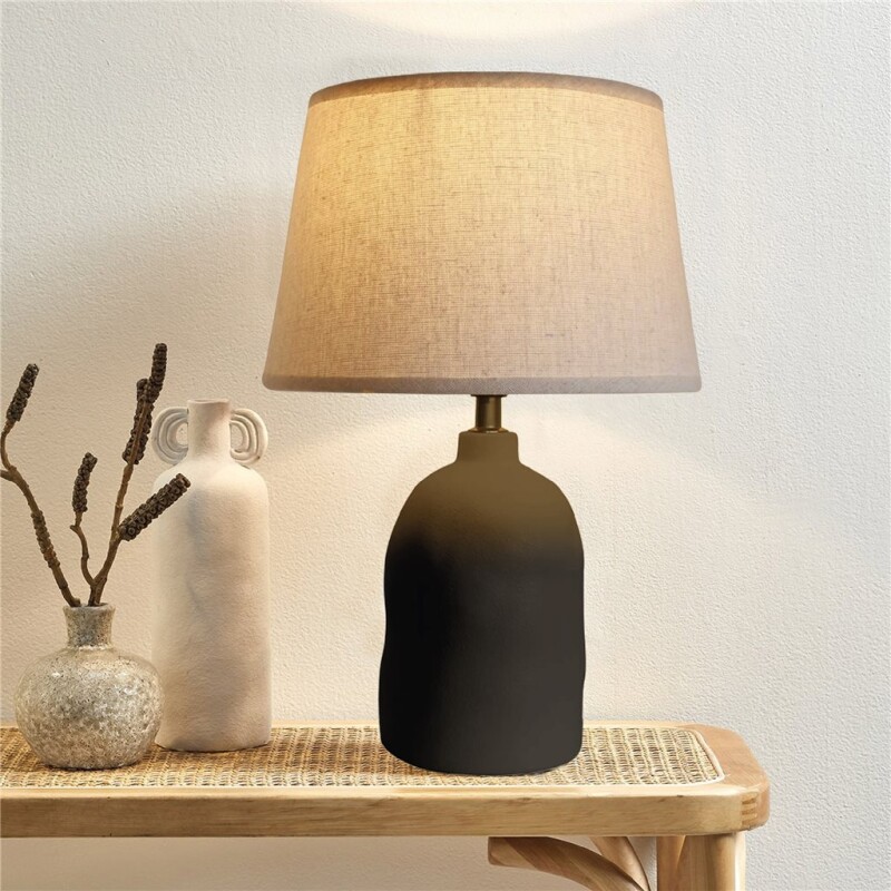 LAMPARA MESA CERAMICA D25x37CM TEXT. BLANCO/NEGRO LAMPARA MESA CERAMICA D25x37CM TEXT. BLANCO/NEGRO