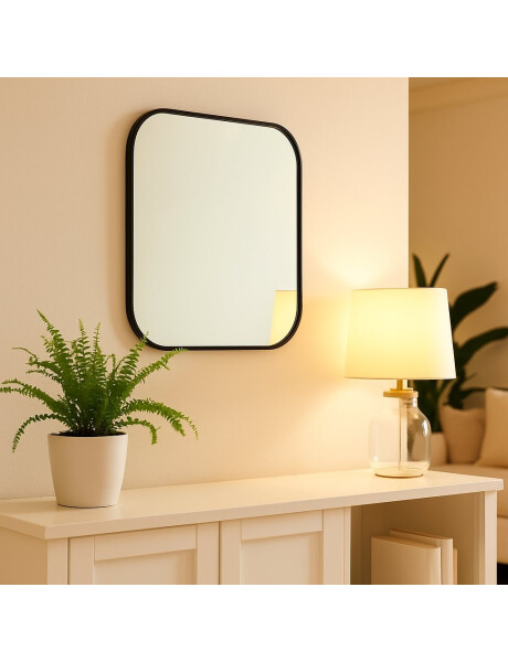 ESPEJO MADERA 40x40CM REDONDEADO NEGRO ESPEJO MADERA 40x40CM REDONDEADO NEGRO