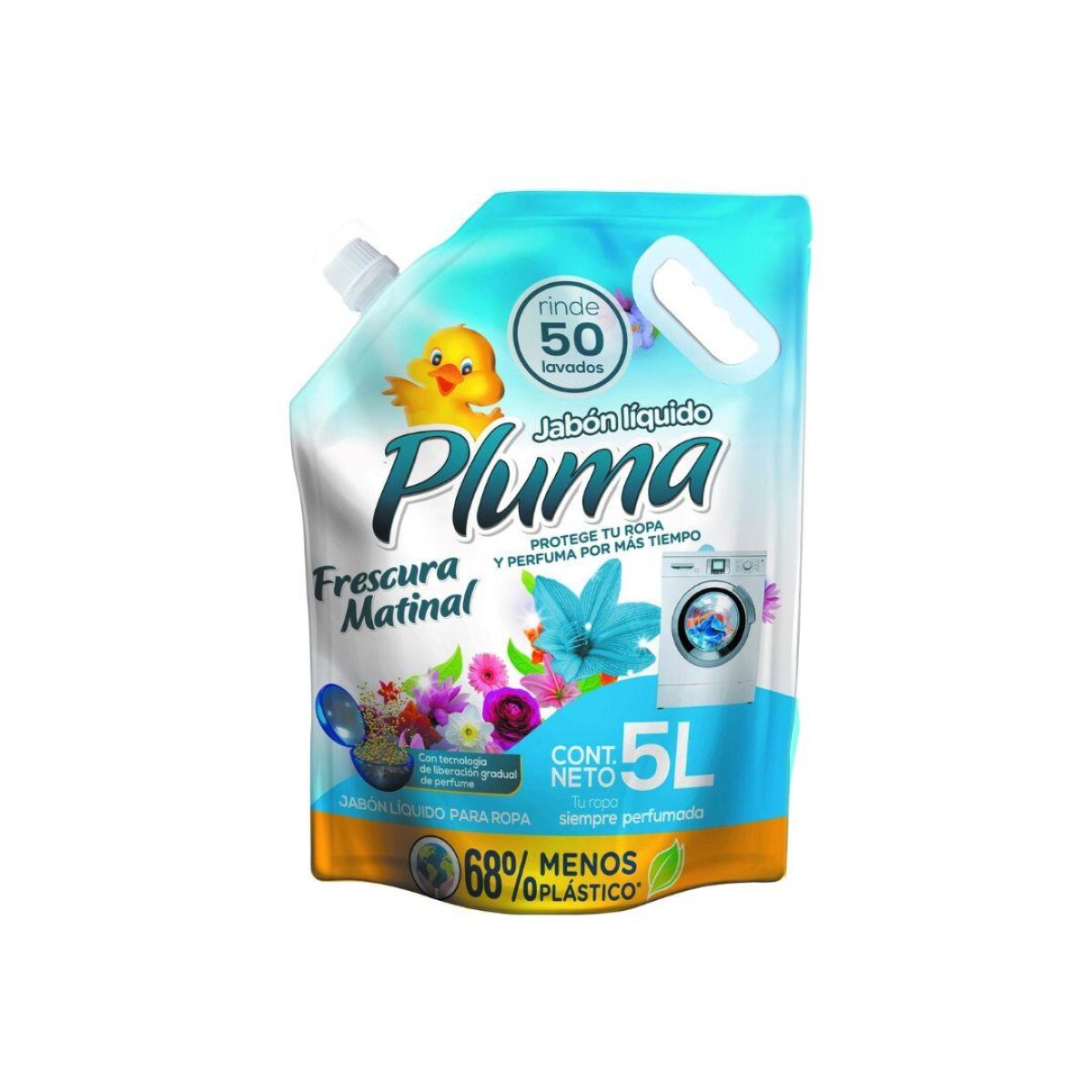 JABÓN LÍQUIDO DE LAVARROPAS ECONÓMICO PLUMA, 5LT 