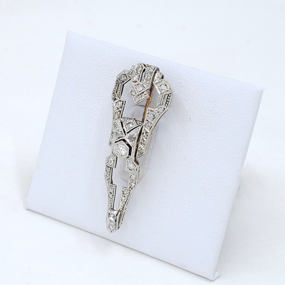Pincho Antiguo Art Deco En Oro 18K, Brillantes Y Diamantes Pincho Antiguo Art Deco En Oro 18K, Brillantes Y Diamantes
