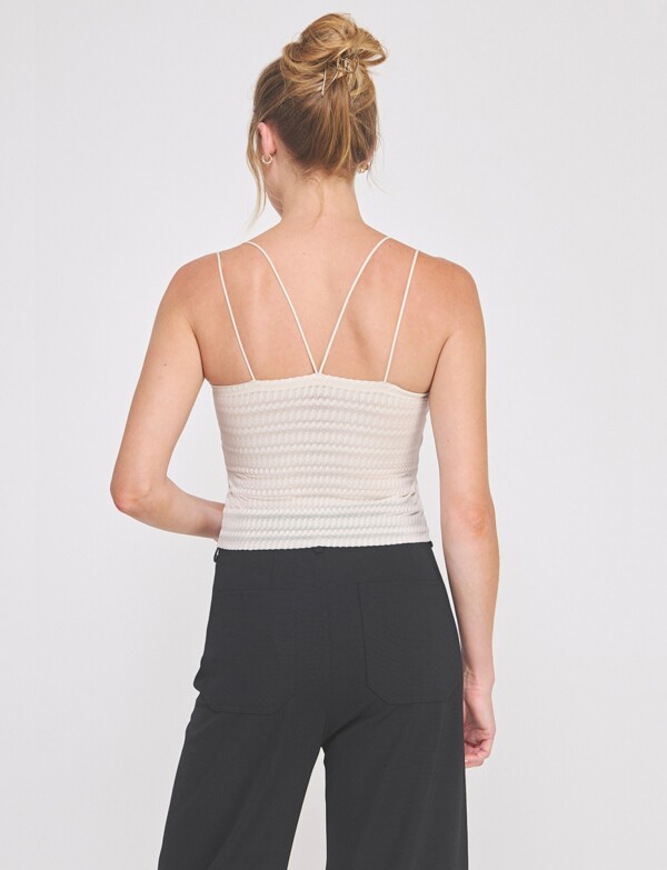 Top Crop Texturado Con Breteles Dobles BEIGE CLARO