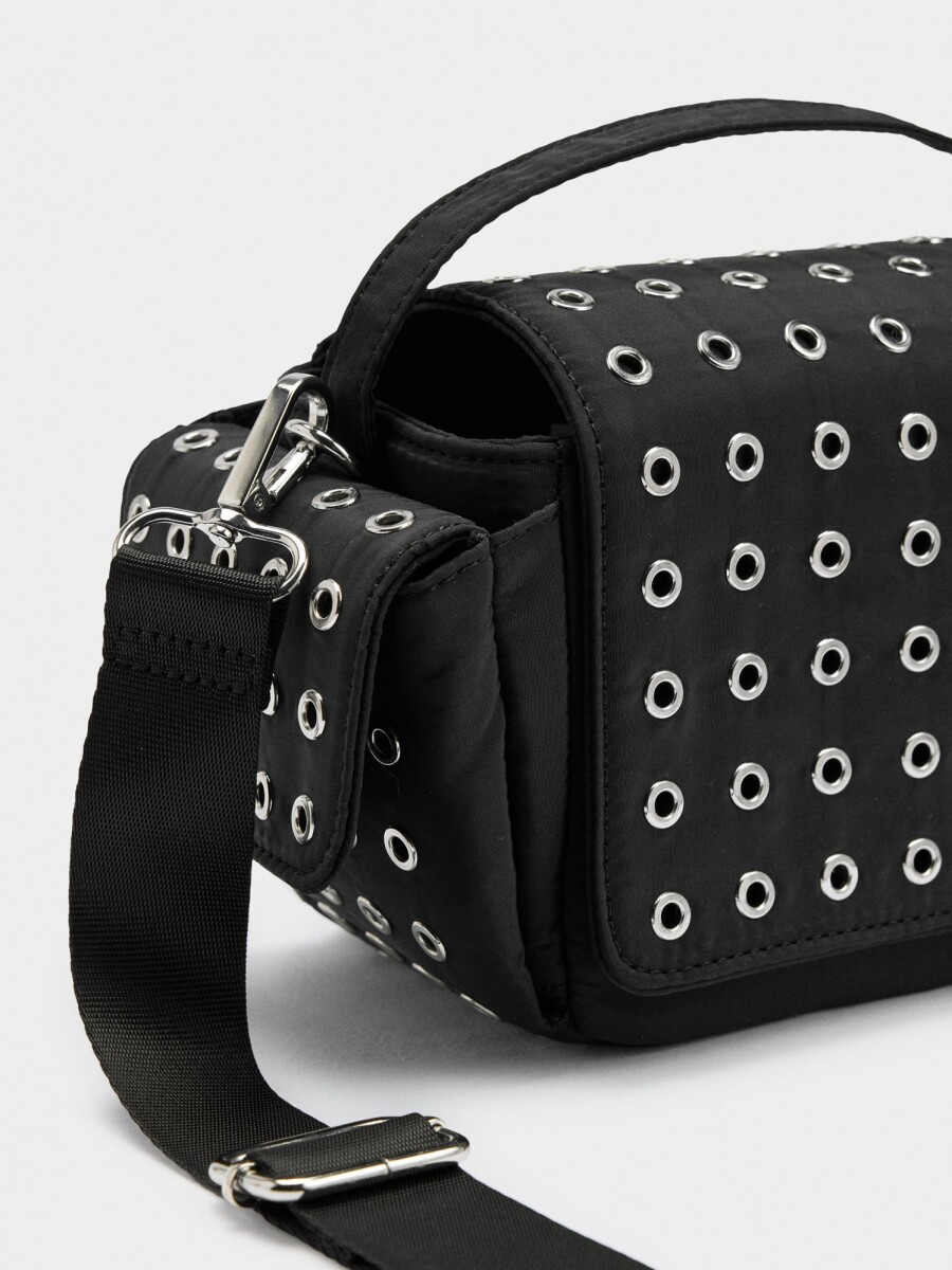 Bolso Bandolera De Nylon Con Tachuelas negro