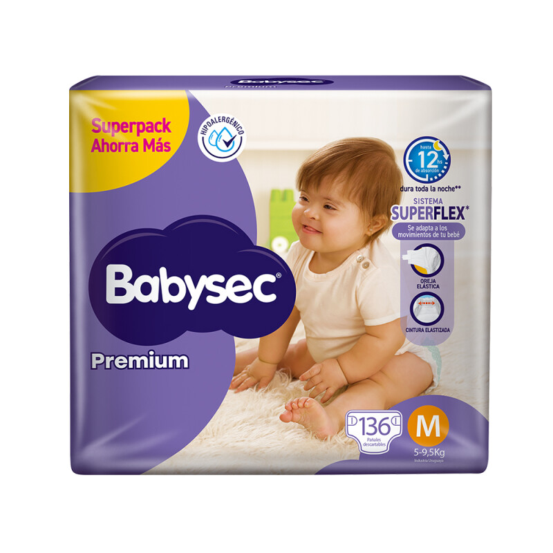 Pañales Babysec Premium Talle M 136 Uds. Pañales Babysec Premium Talle M 136 Uds.