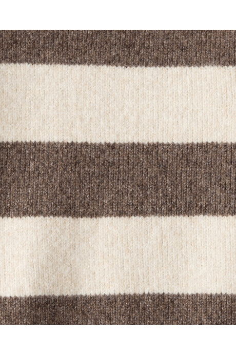 Buzo de punto, diseño a rayas crema y marrón Sin color