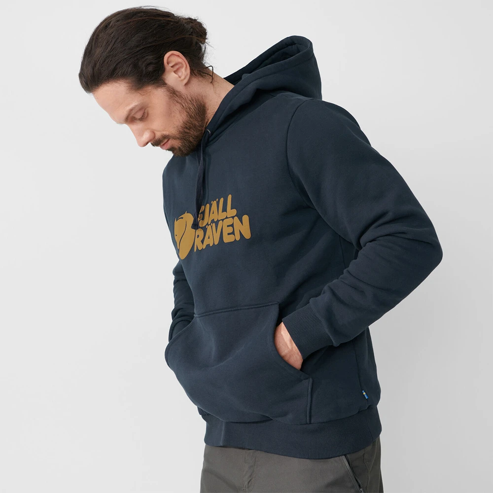 Fjällräven Logo Hoodie - Hombre Palm Green