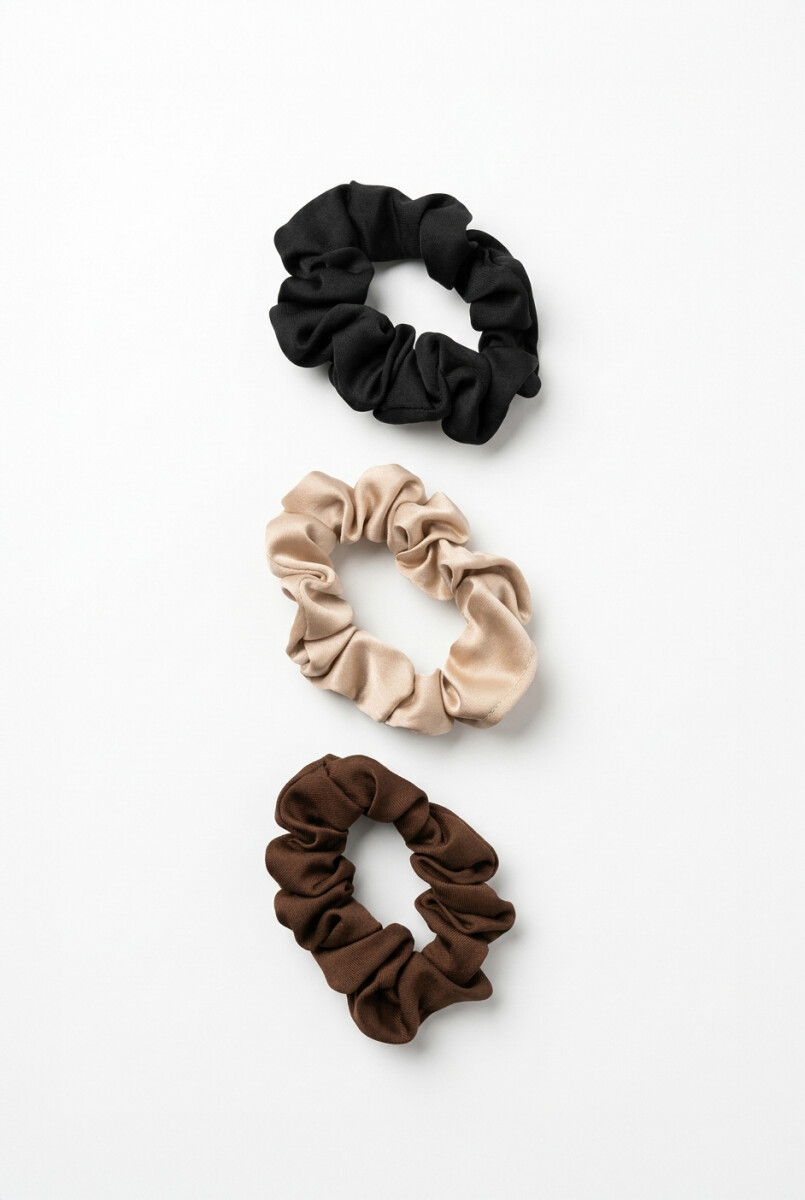 Set de 3 gomitas scrunchie - multicolor 