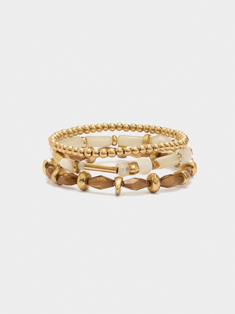 Set De Pulseras Elásticas Efecto Piedra beige