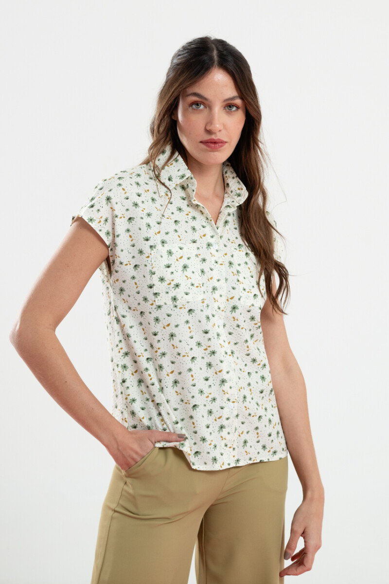 CAMISA ADA ESTAMPADO FLORES VERDES