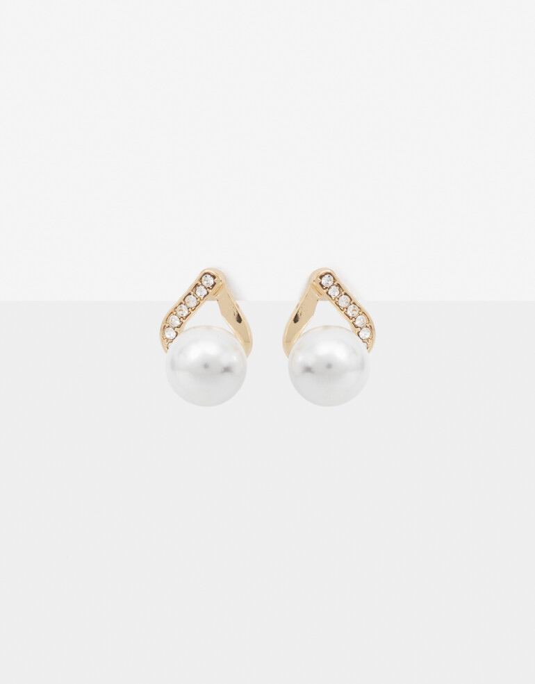 Aros Pasantes Perla Aros Gota Con Perla - Dorado