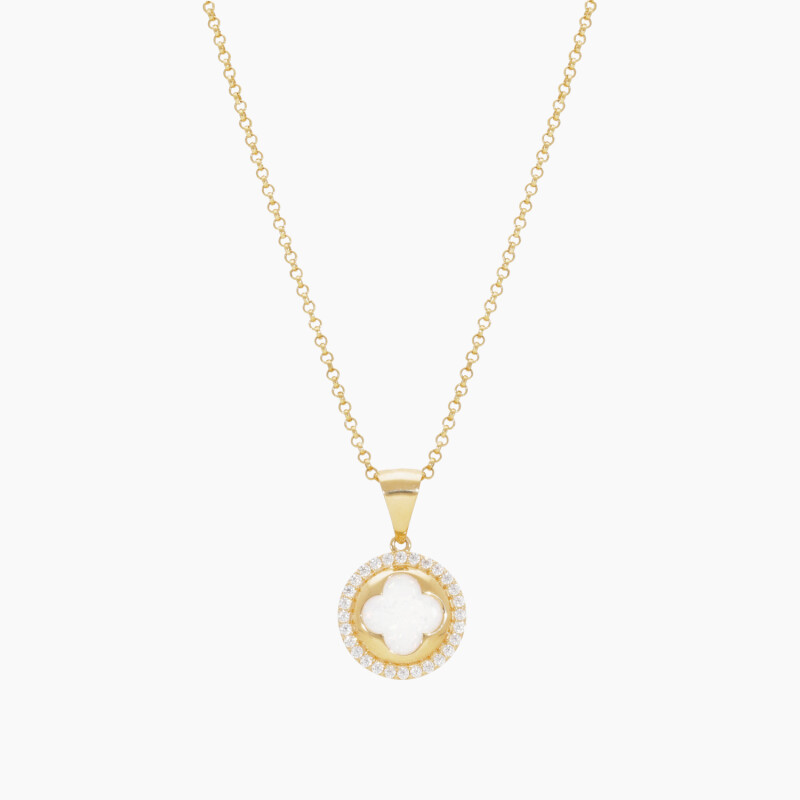 Cadena en oro 18K con colgante de flor con circonias Cadena En Oro 18k Con Colgante De Flor Con Circonias