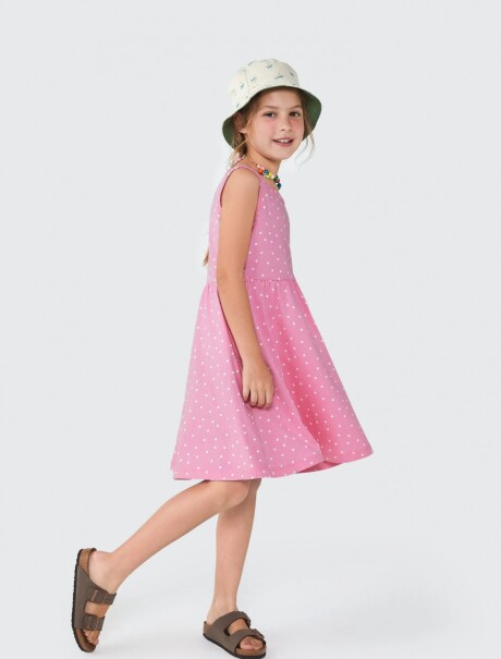 VESTIDO INFANTIL SIN MANGAS ESTAMPADO ROSA