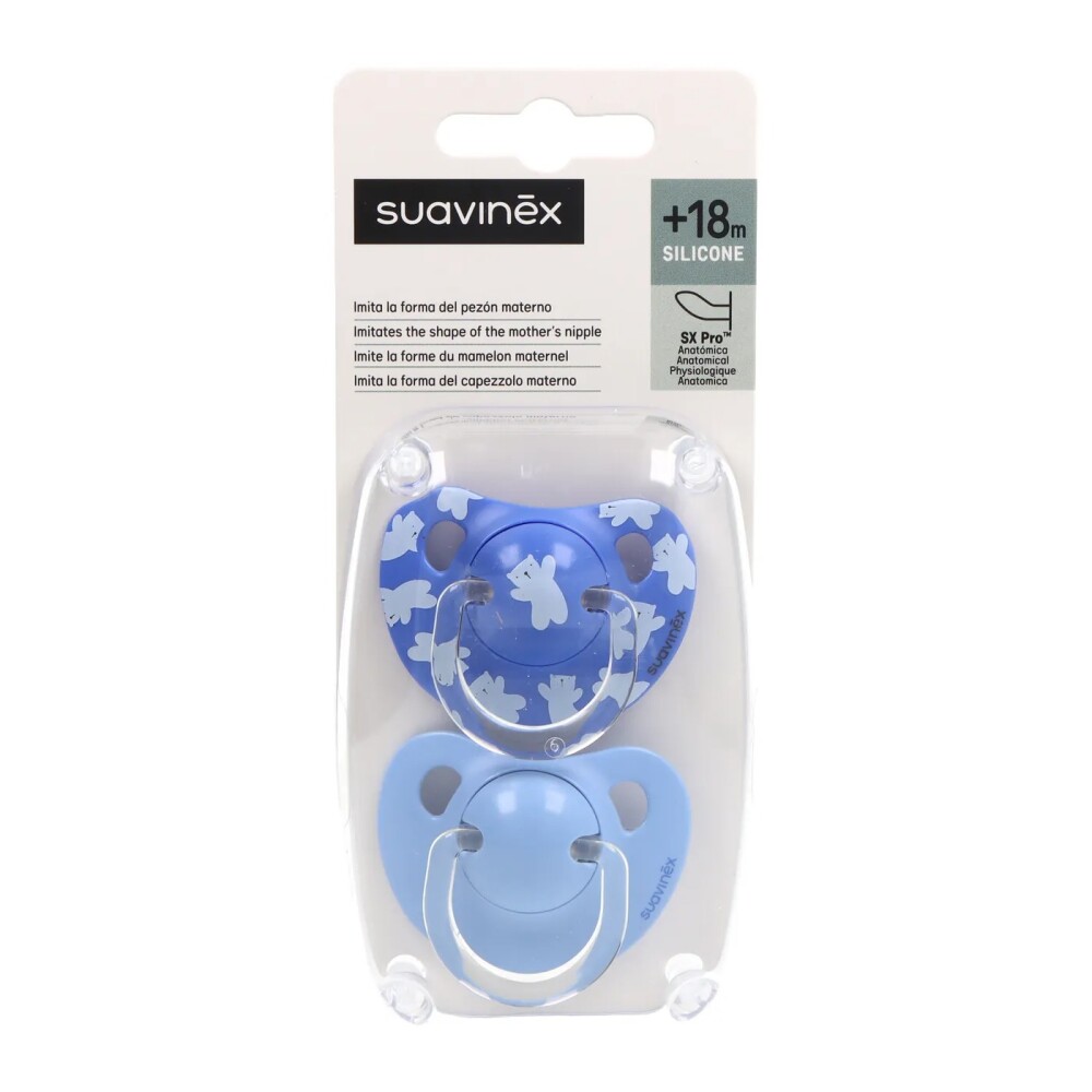 Set x2 chupete suavinex SXPRO anatomico 18m+ oso celeste