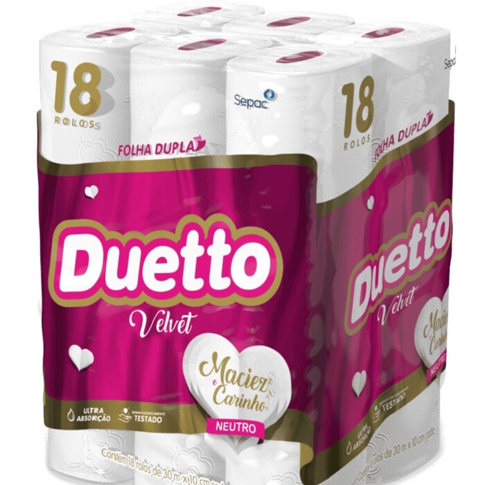 DUETTO PAPEL HIG. DOBLE HOJA NEUTRO X 18 única