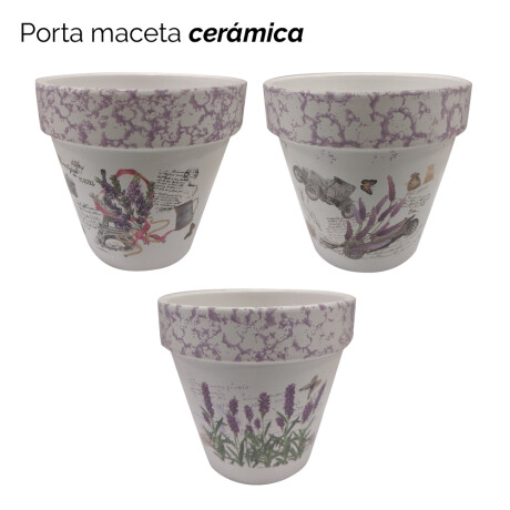 Porta Maceta De Ceramica Hojas Unica