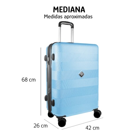 Valija Mediana Rígida 4 Ruedas 360° Candado Manija Regulable Celeste