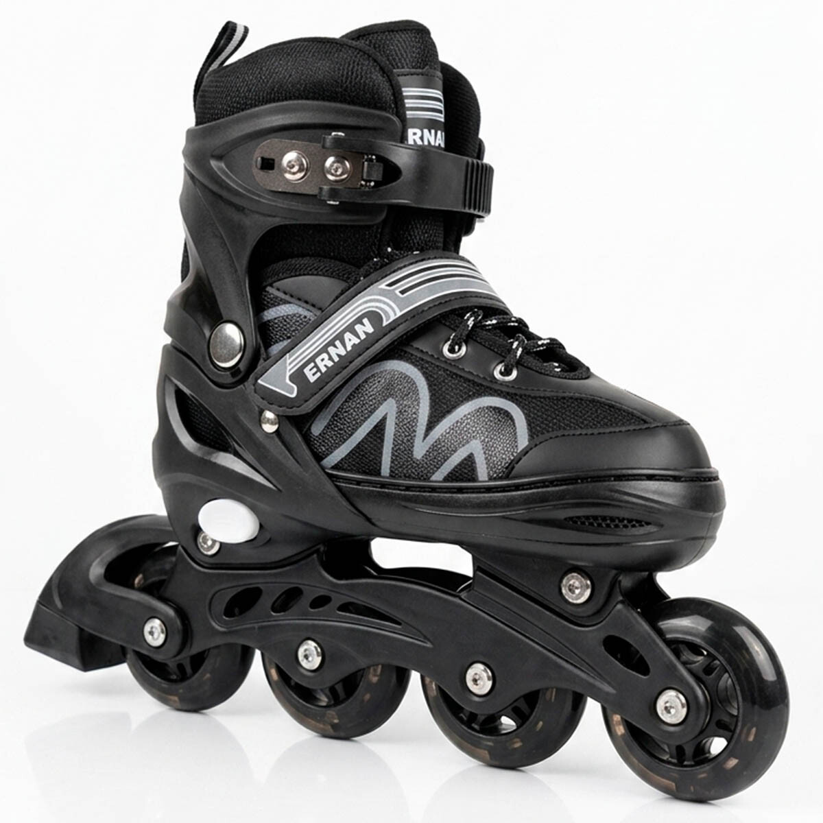 Patin Rollers Profesional Aluminio, Abec7, Silicona - Blanco-Negro 