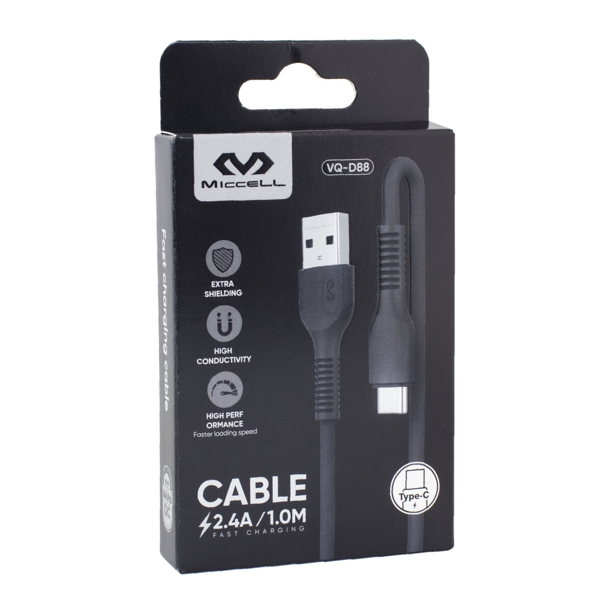 Cable Tipo C Miccell 2.4a 1.0m Negro 